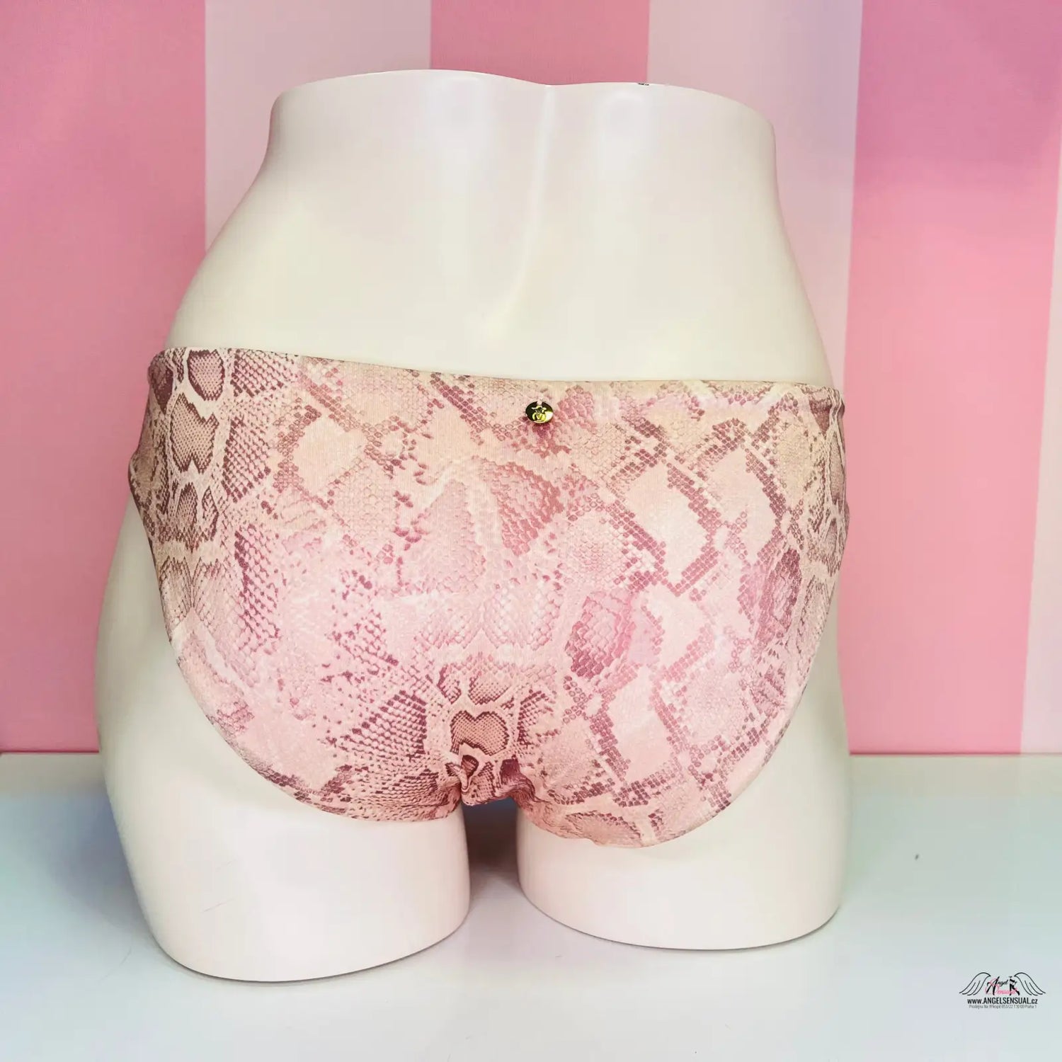 Pink vzorovaný spodní díl plavek Victoria’s Secret na figuríně