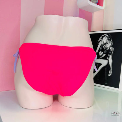 Hot pink spodní díl plavek s lavandovými vázáním, elegantní spodní díl plavek Victoria’s Secret
