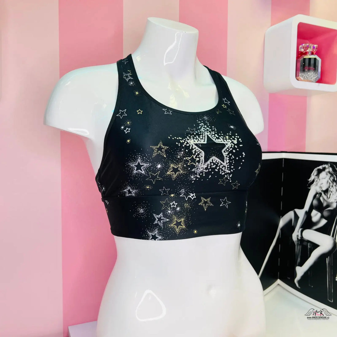 Black hvězdicová sportovní podprsenka Victoria’s Secret, ideální apparel & accessories