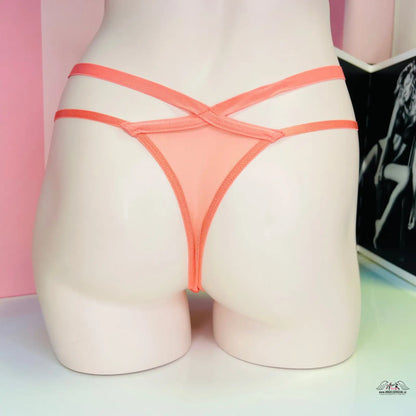 Peachové luxusní tanga Victoria’s Secret Tanga s Jemnou Krajkou s obdobnou krajkou a úzkými proužky