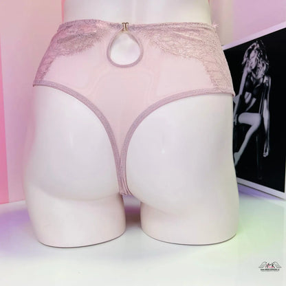 Elegantní tanga Victoria’s Secret s vysokým pasem a stříbrnými nitěmi, růžová