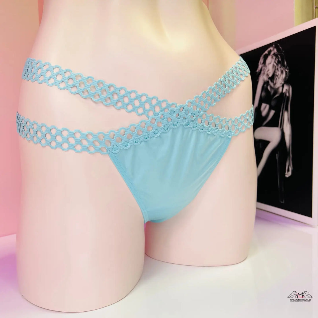 Pohled oslní Victoria’s Secret Tanga s ozdobnými pásky, elegantní lingerie apparel & accessories