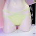 Pohled oslní Light yellow thong underwear with crisscrossing lace straps from Victoria’s Secret
