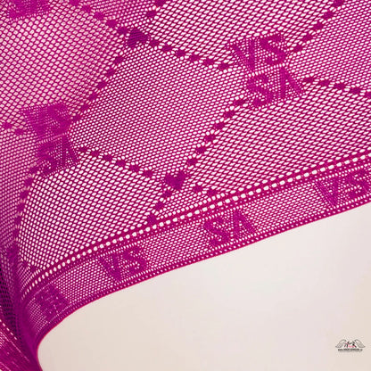 Pink fishnet lingerie Victoria’s Secret Tanga Síťované s všitým logem a krajkovým designem