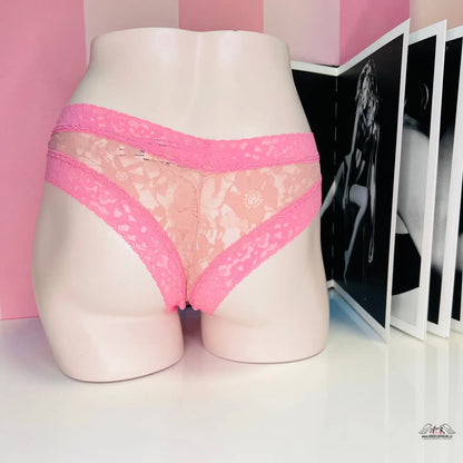 Růžové krajkové dámské kalhotky z kolekce Glamour v dvoubarevném designu