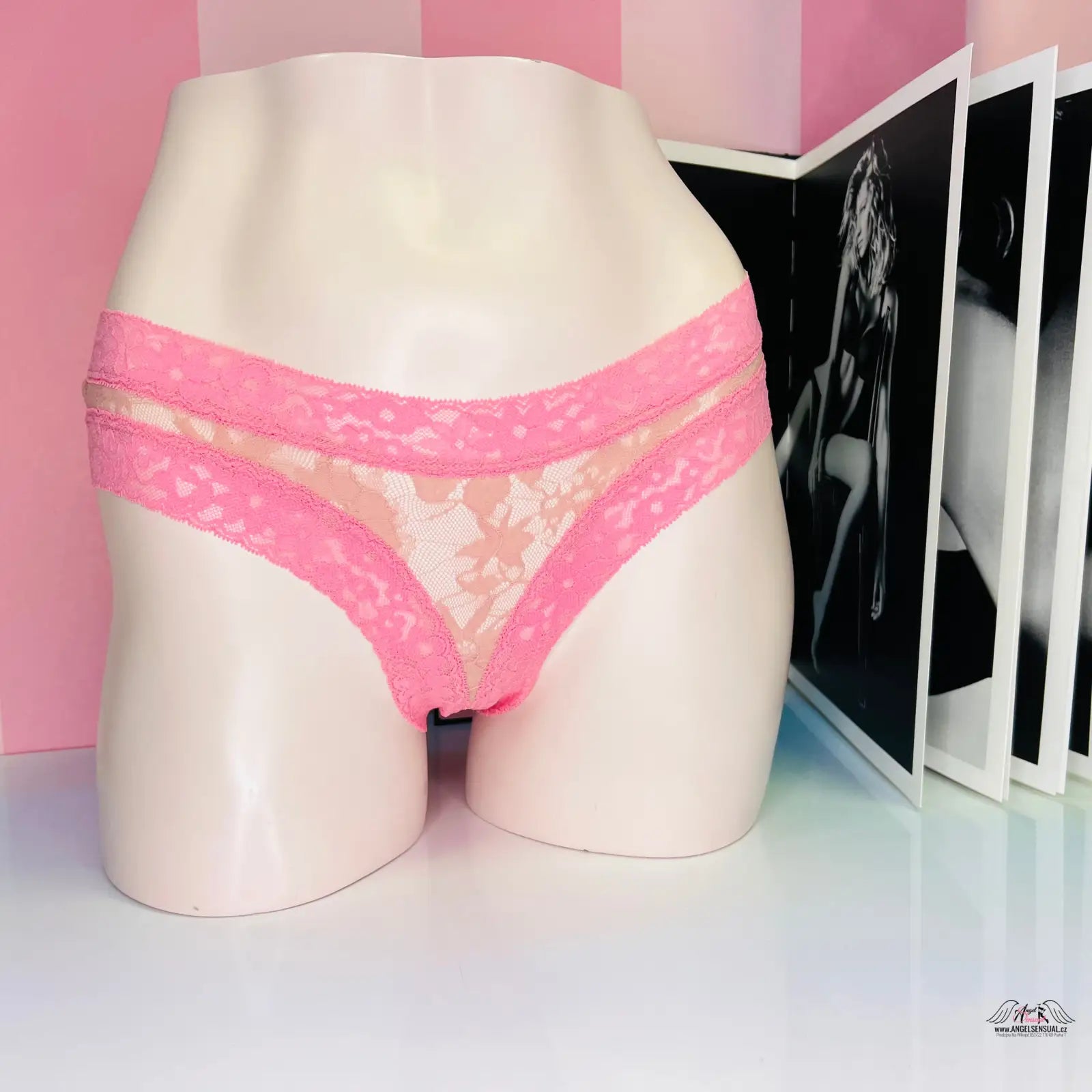 Růžové krajkové dámské spodní prádlo v produktu Vyzkoušejte Styl Glamour
