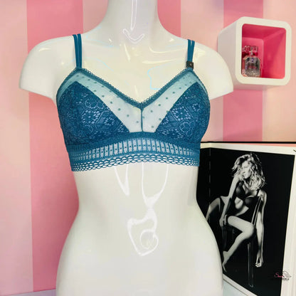 Teal krajková braletka Vzdušná pro eleganci a pohodlí, ideální volba