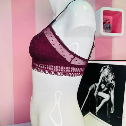Bordeaux krajková braletka Vzdušná pro eleganci a pohodlí v módním designu