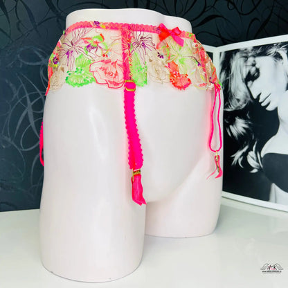 Floral embroidered garter belt from the Zuri collection enhancing elegance