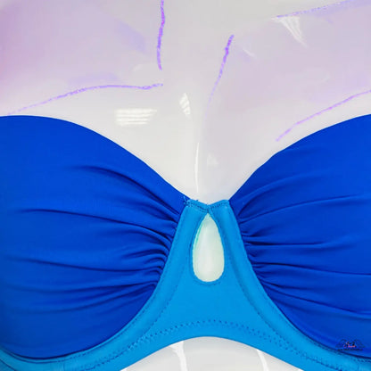 Royal modrá bikiny horní s světle modrým detaily ve Zeleném Push-Up Plavky