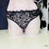 Černé krajkové tanga s jemným zlatým řetízkem, Zindie Thong Black