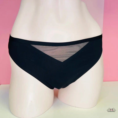 Černé bikini spodky s vložkou z síťoviny, Zlatá Bezešvá Tanga