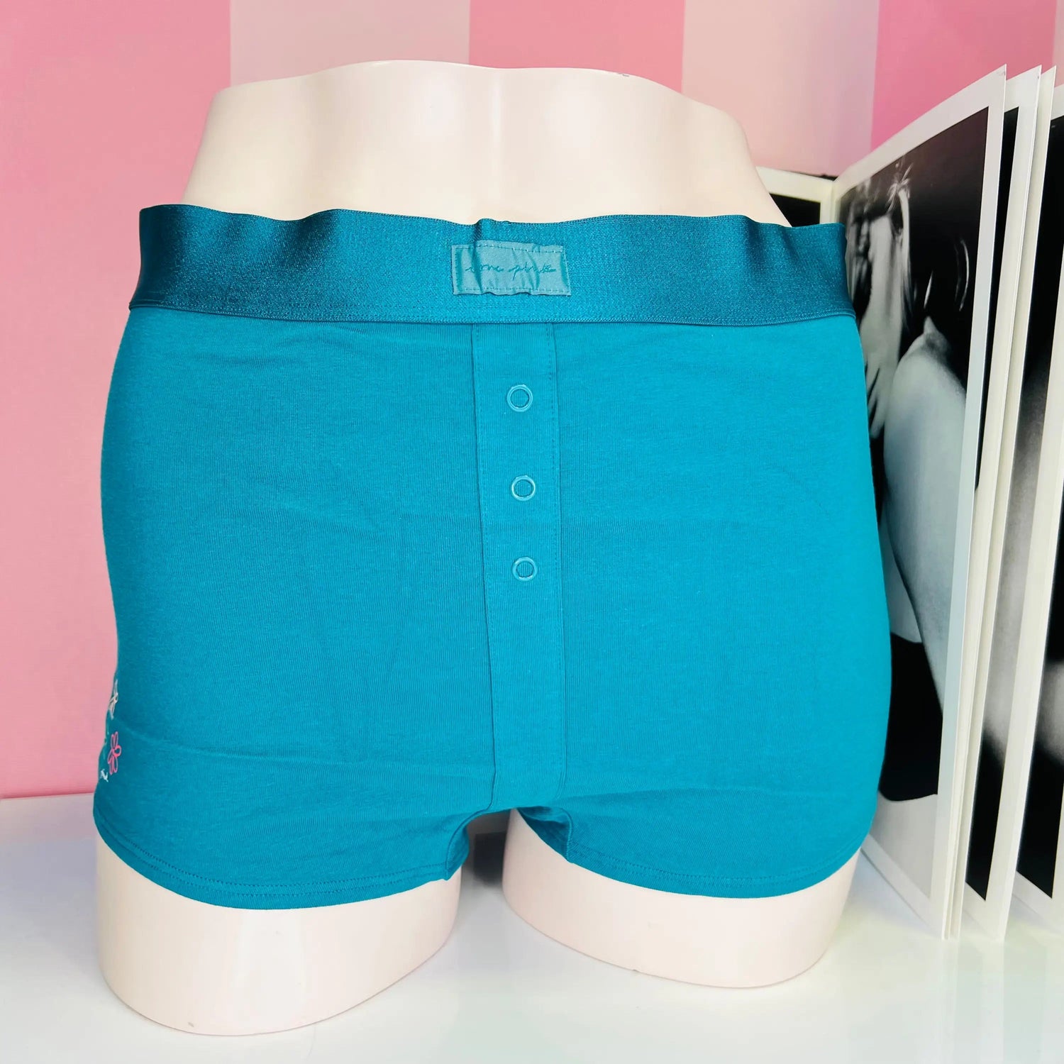 Bavlněné boxerky - L / Kachní modř / Nové se štítky - Boyshort/boxer Victoria’s Secret