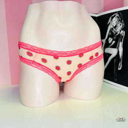 Bavlněné kalhotky s krajkou - XS / Růžová / Nové se štítky - Kalhotky Victoria’s Secret