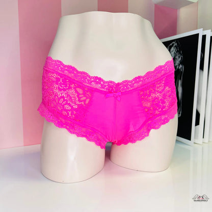 Lesklé kalhotky s krajkou - L / Růžová / Nové se štítky - Kalhotky Victoria’s Secret