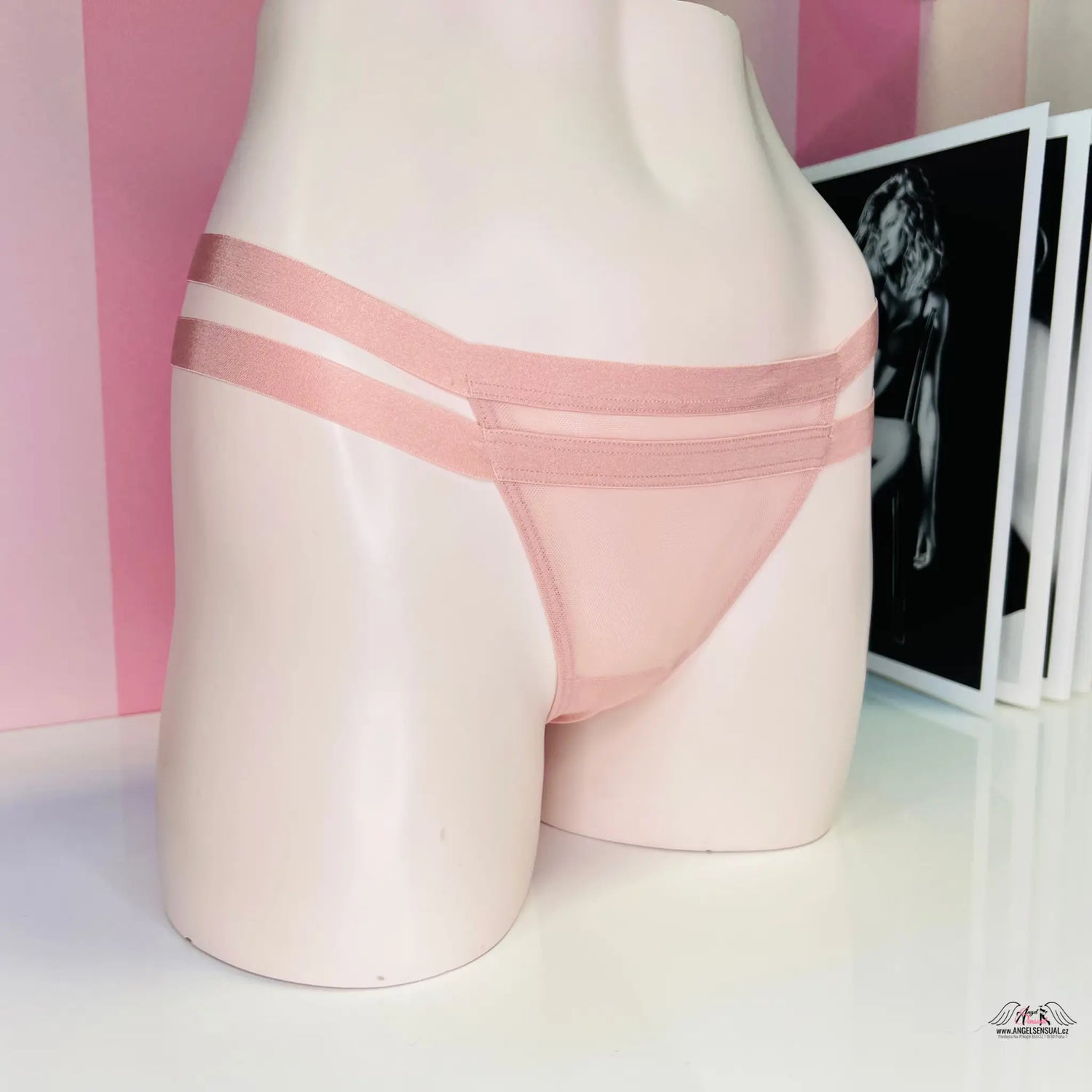 Síťované kalhotky s širokými pásky - S / Tělová / Nové se štítky - Kalhotky Victoria’s Secret